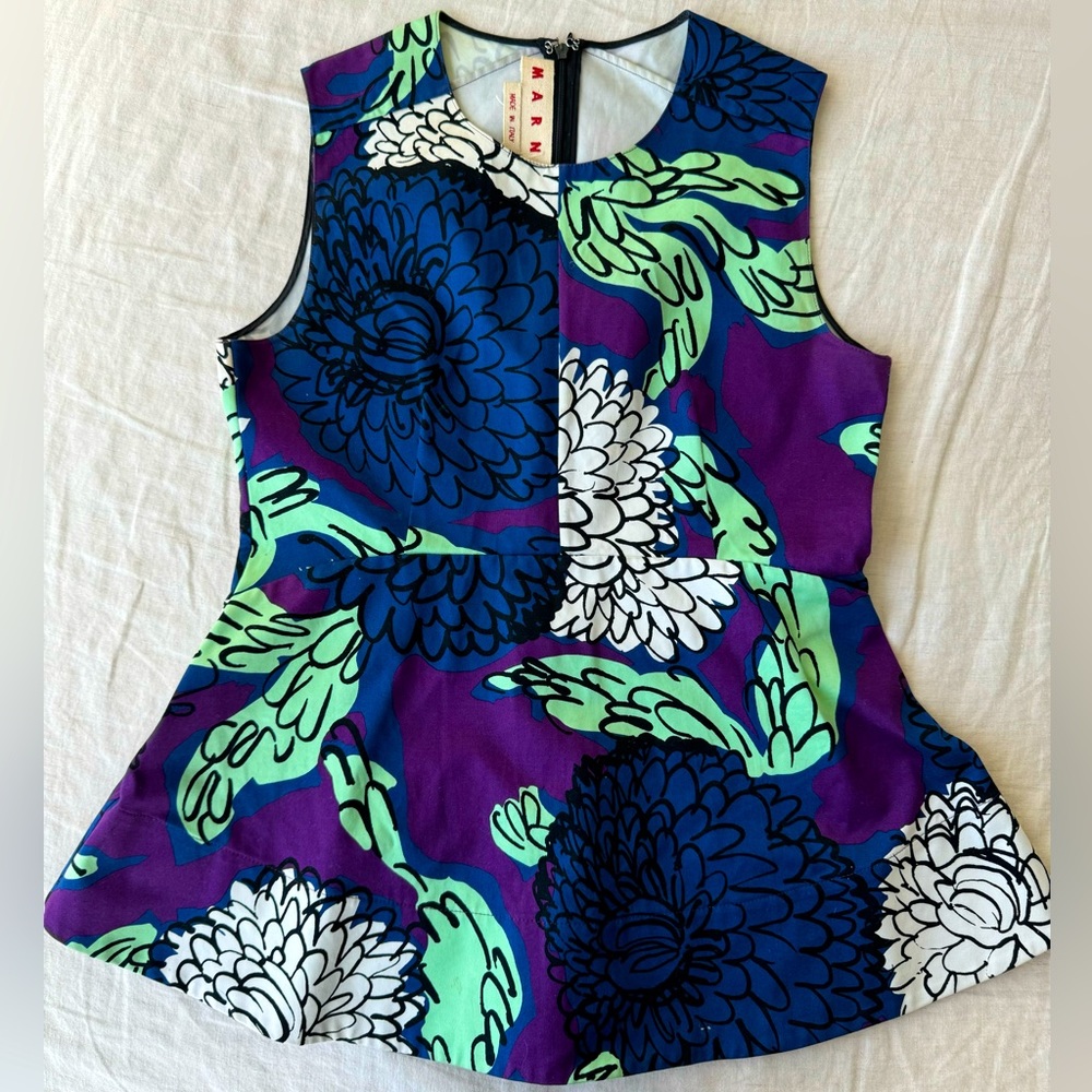 NWOT- MARNI peplum style purple, blue, green top size 2. (Originally $498)